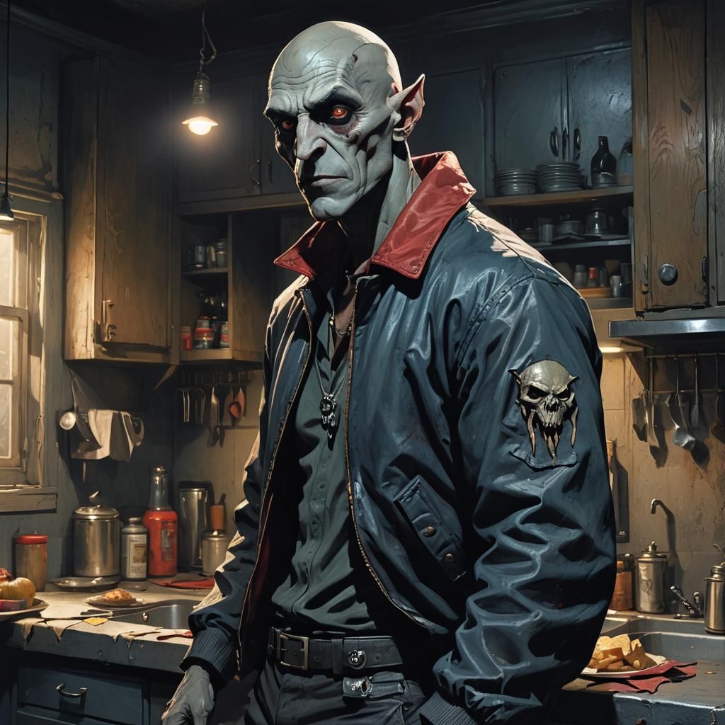 Nosferatu in Abandoned Kitchen: Dark Fantasy Concept Art