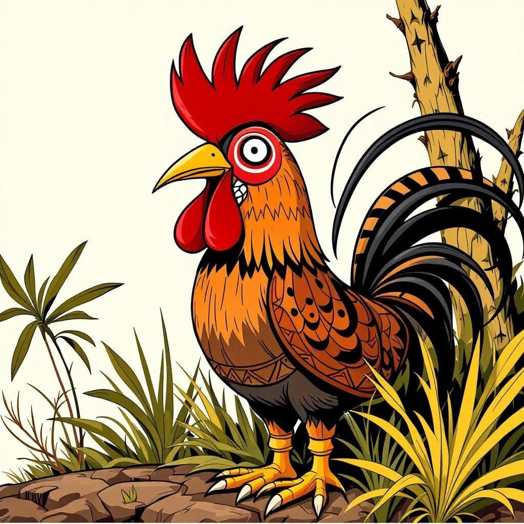 Polynesian Rooster in Animated Style of Glen Keane