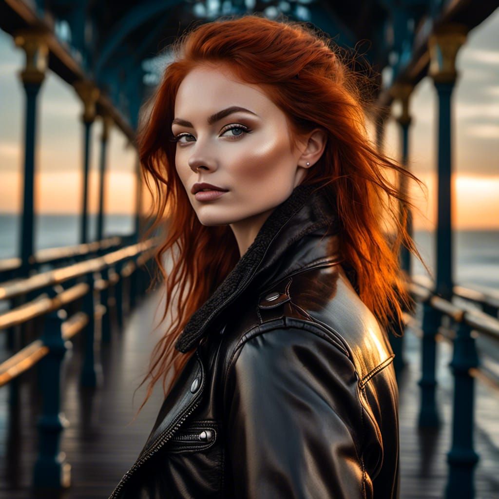 Auburn Beauty on Blackpool Pier in Hyperrealism