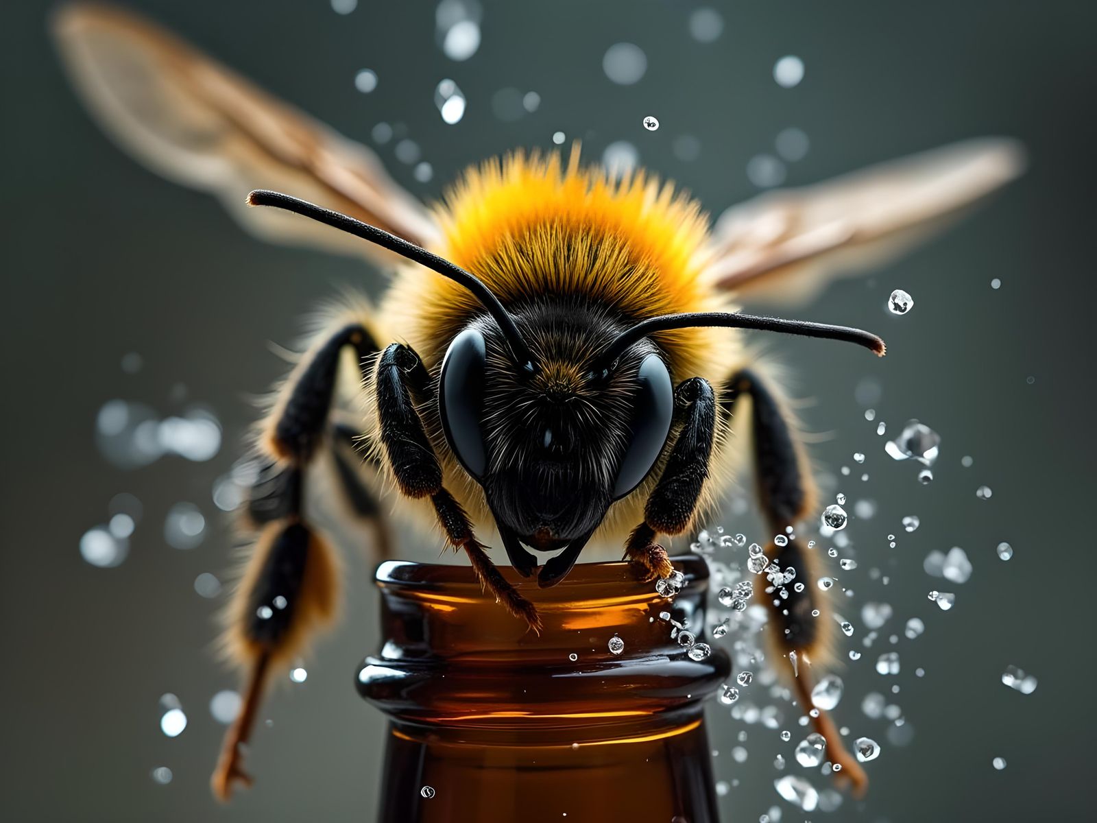Bumble Bee Crashing Through Bottle: Freeze Frame