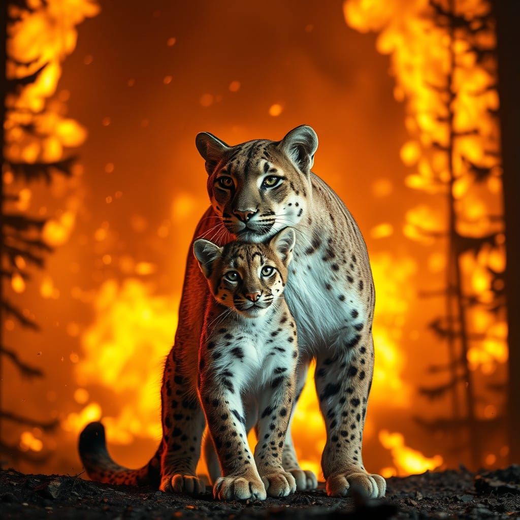 Cougar Mother and Cub Face Inferno in Heart-Wrenching Scene