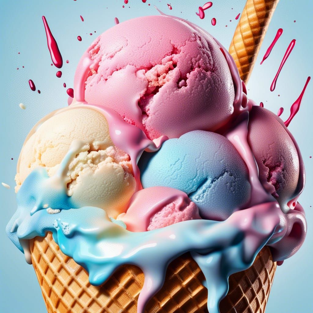 Hyperrealistic Ice Cream Splash Art Concept