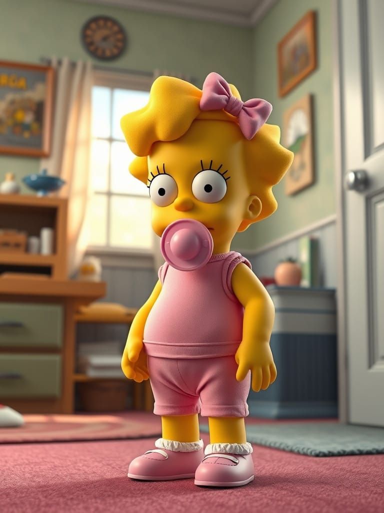 Maggie Simpson in Vibrant Nostalgic Americana Style