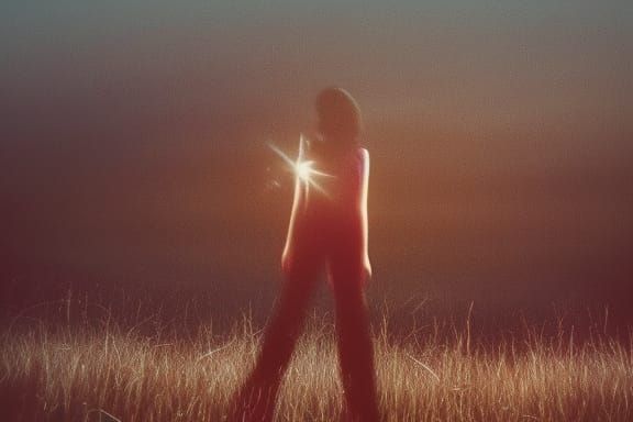 Ghostly Sunrise in a Retro-Futuristic Style