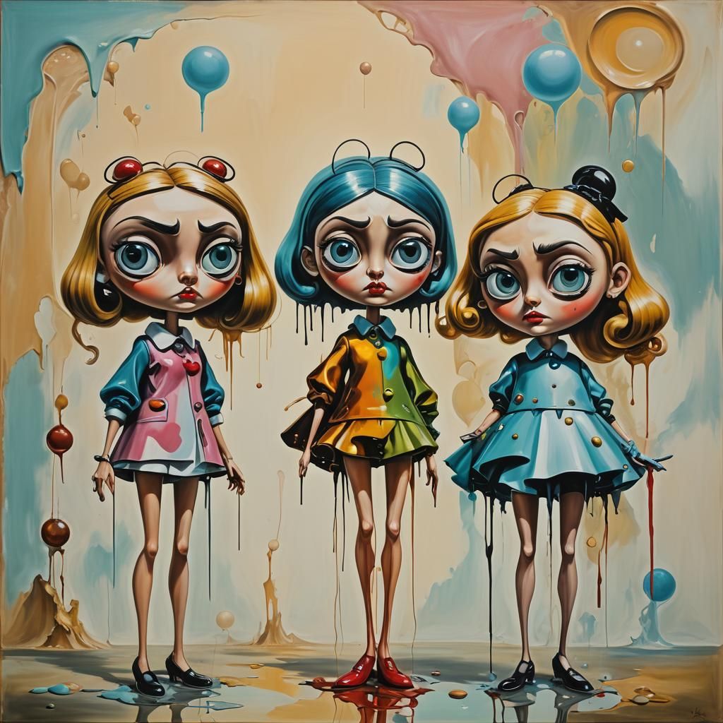 Powerpuff Girls in Surrealist Salvador Dali Style