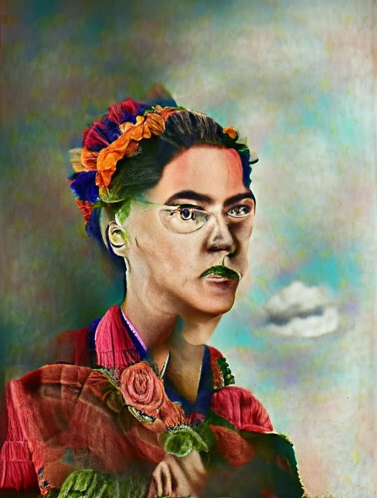 Intense Self-Portrait in Frida Kahlo Style