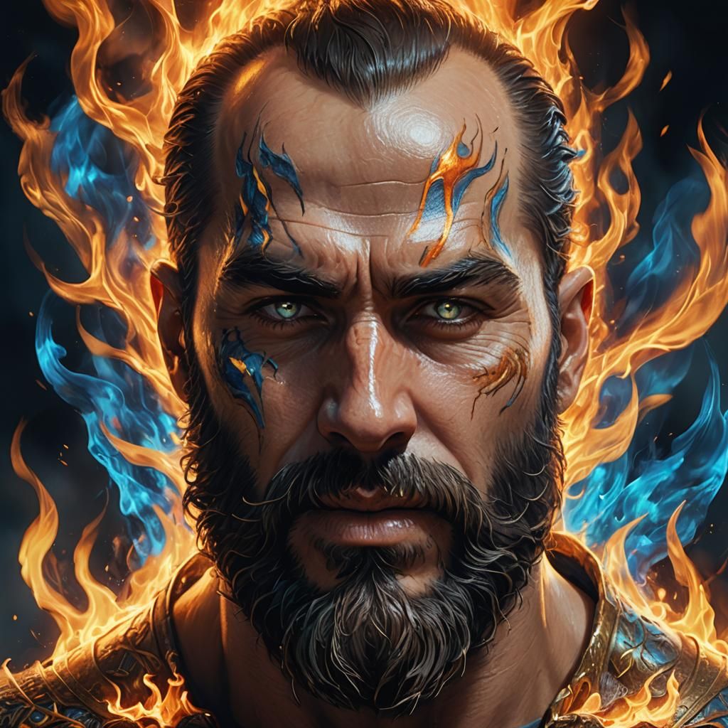 Fiery Soul: Fantasy Portrait in Digital Art Style