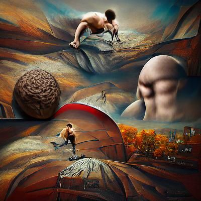 Sisyphus in Surreal Photo Illustration