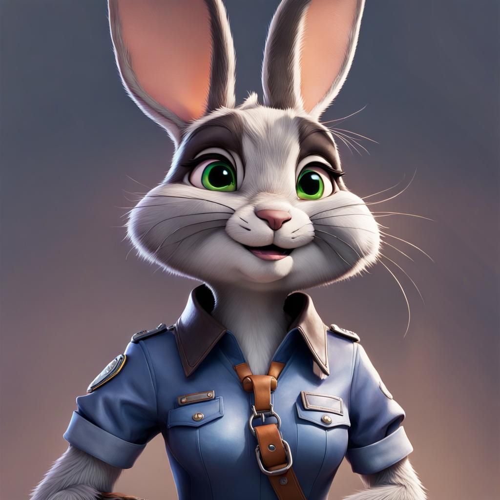 Judy Hopps Portrait in Anime Manga Style