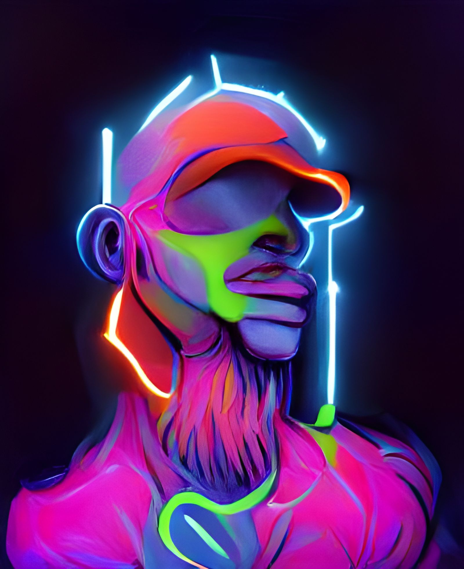 Neon Man: Vivid Digital Art Portrait