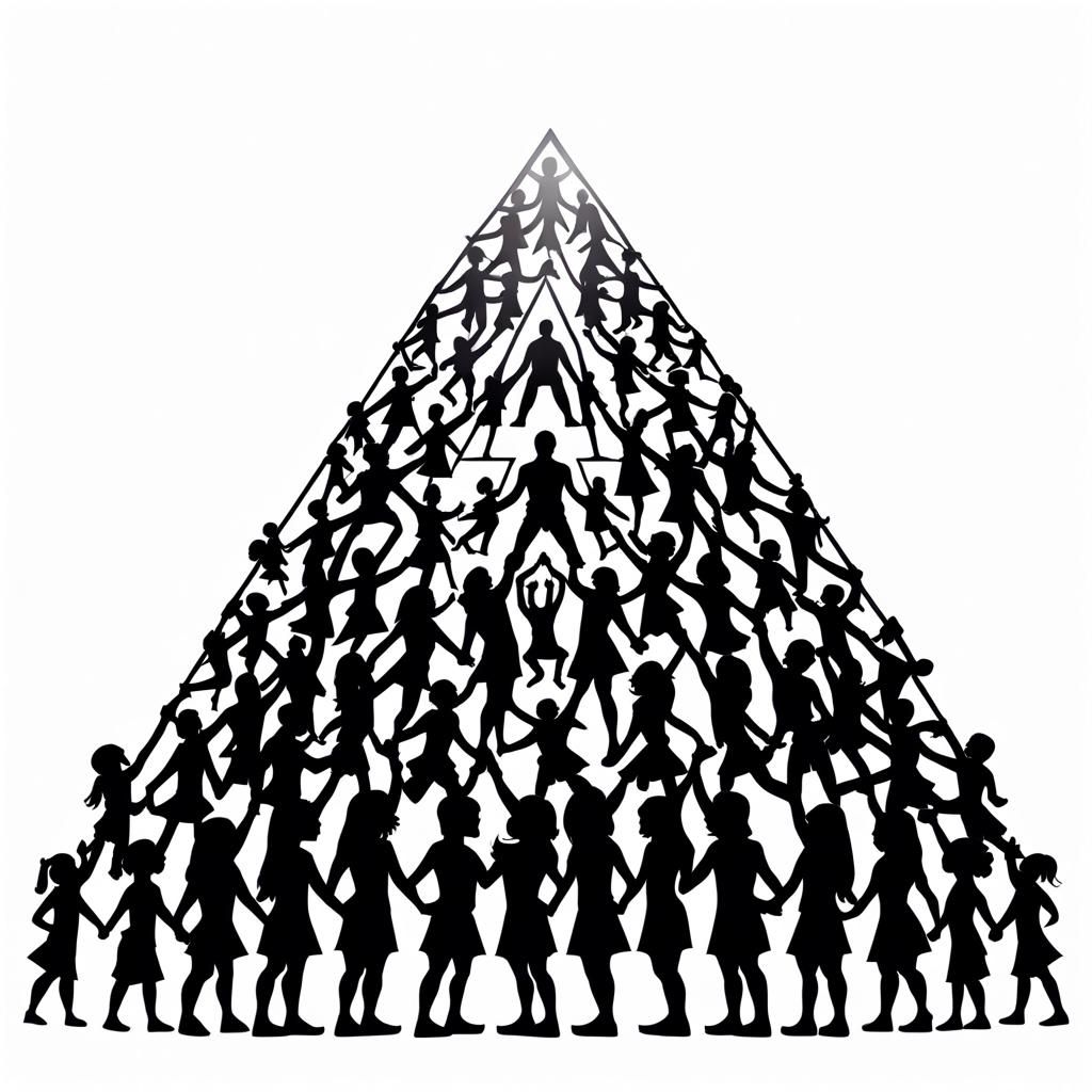 Detailed Cheerleading Pyramid in Black Silhouette Art