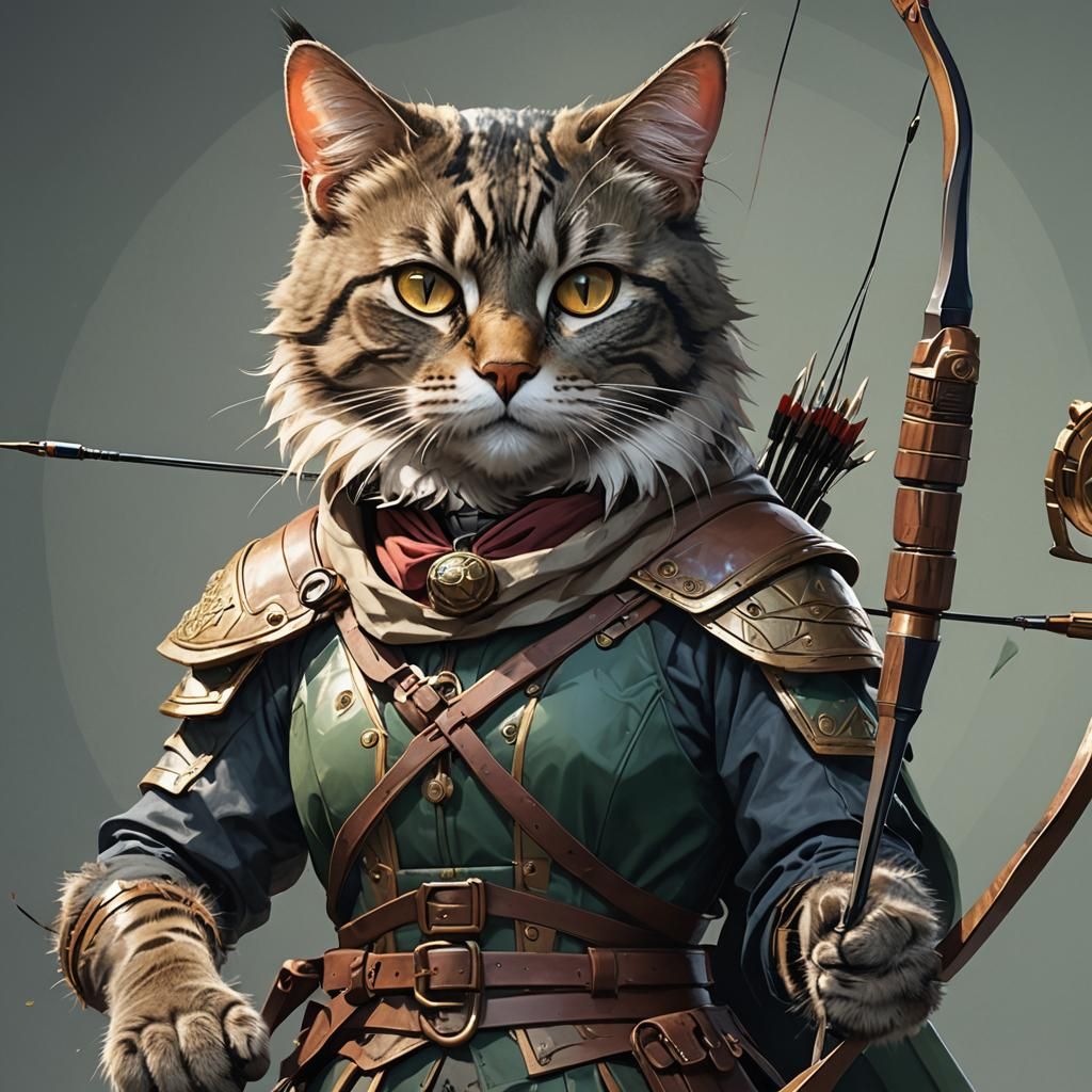 Cat Archer Hits Bullseye: Hyperdetailed Art Portrait
