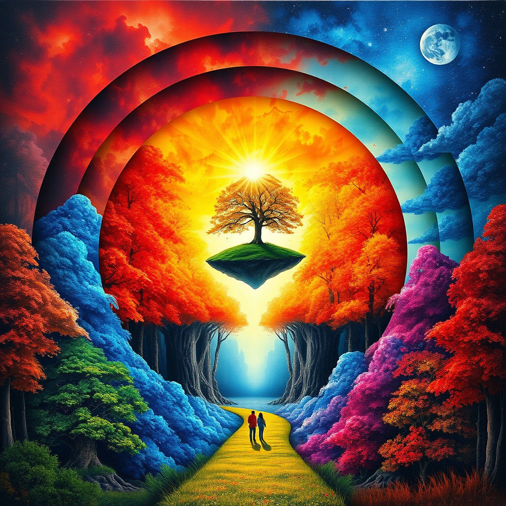 Enchanting Forest Portal: A Landscape of Shifting Seasons