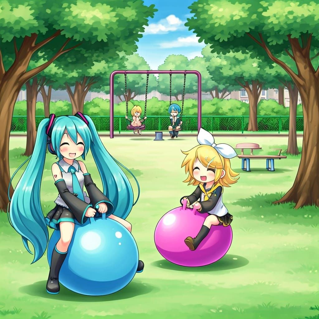 Hatsune Miku and Friends at the Park: Ghibli Style