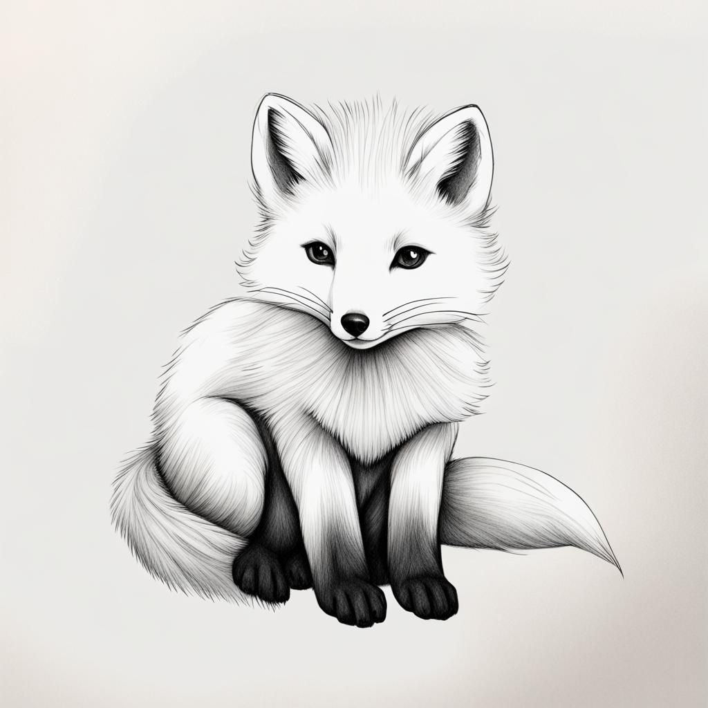 Cute Simple Arctic Fox Drawing