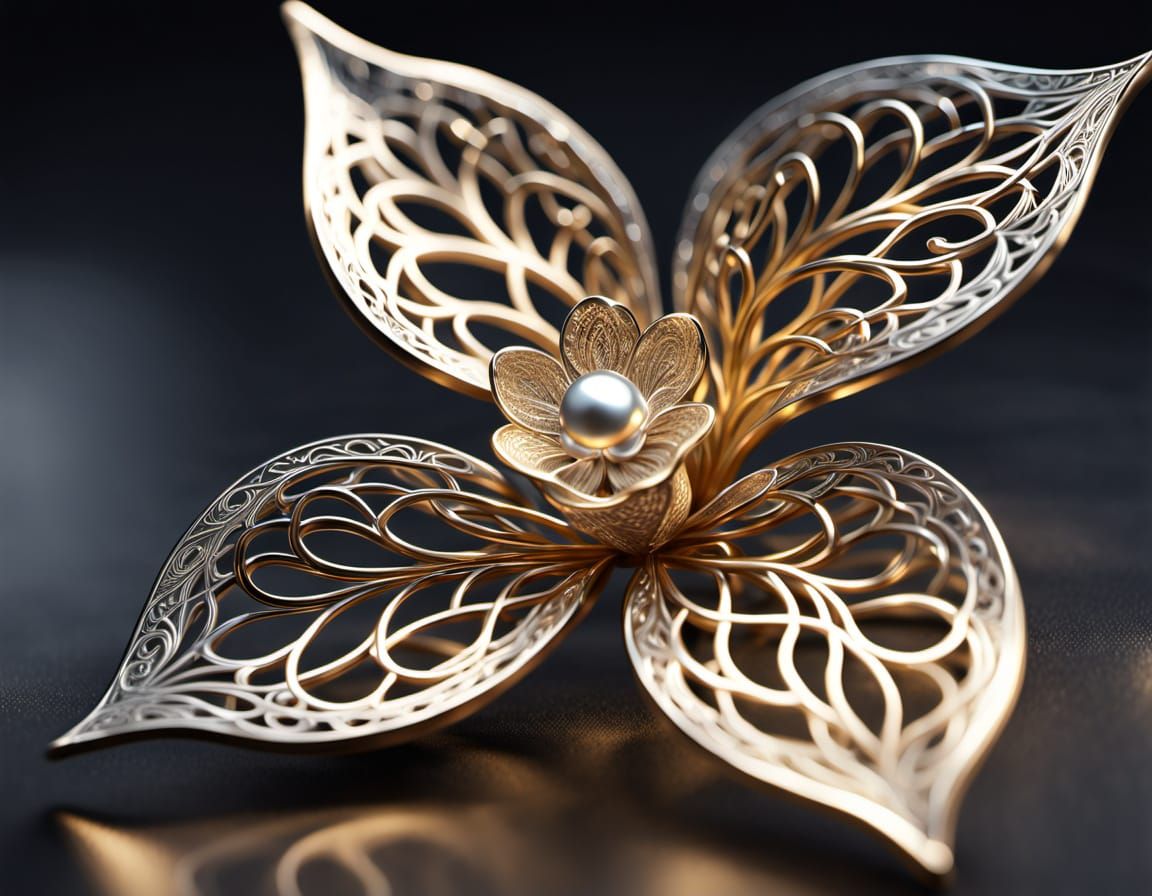 Delicate Golden Flower Sculpture