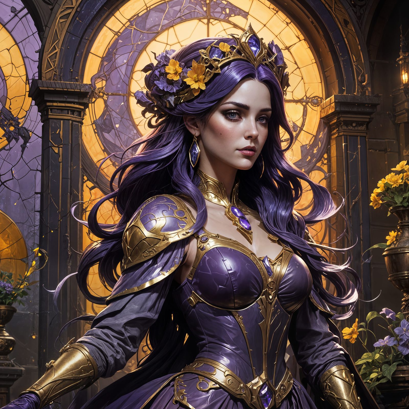 Dark Fantasy Portrait in Style of Alphonse Mucha