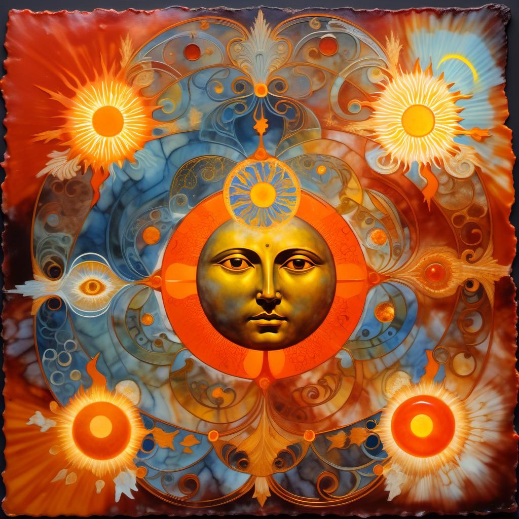 Hollow Sun Theory Infographic in Encaustic Style
