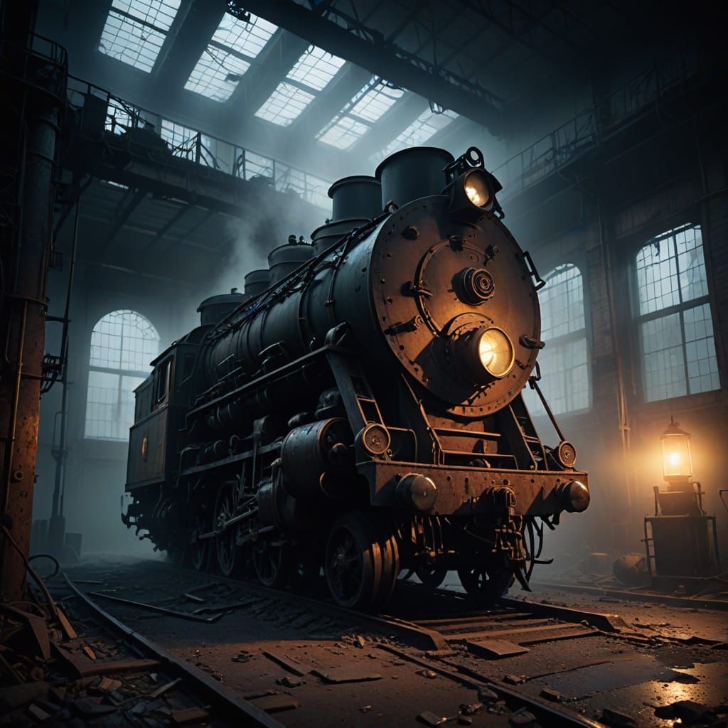 Sinister Steam Machine in a Forgotten Factory