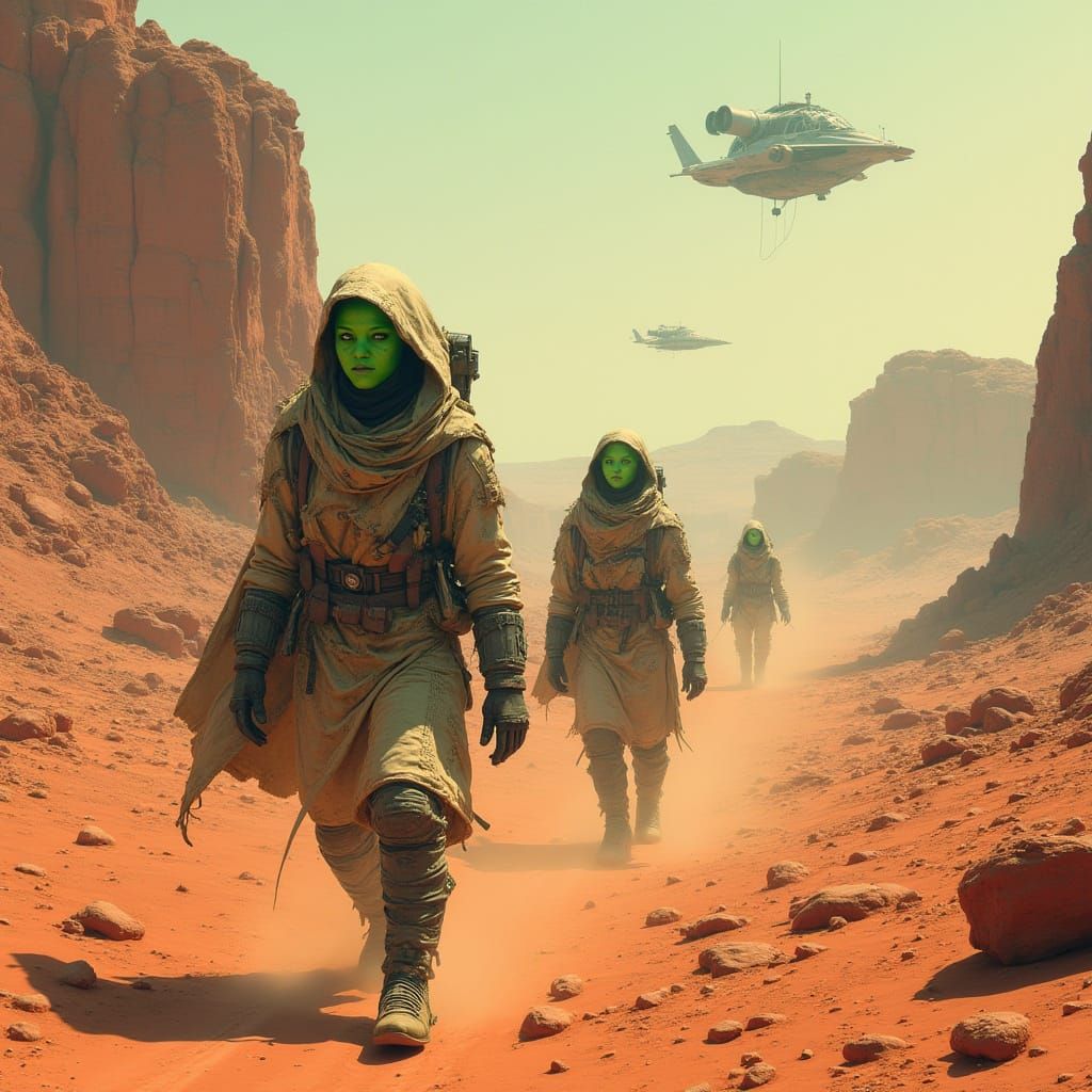 Martians Flee Barren Mars in Sleek Spacecraft