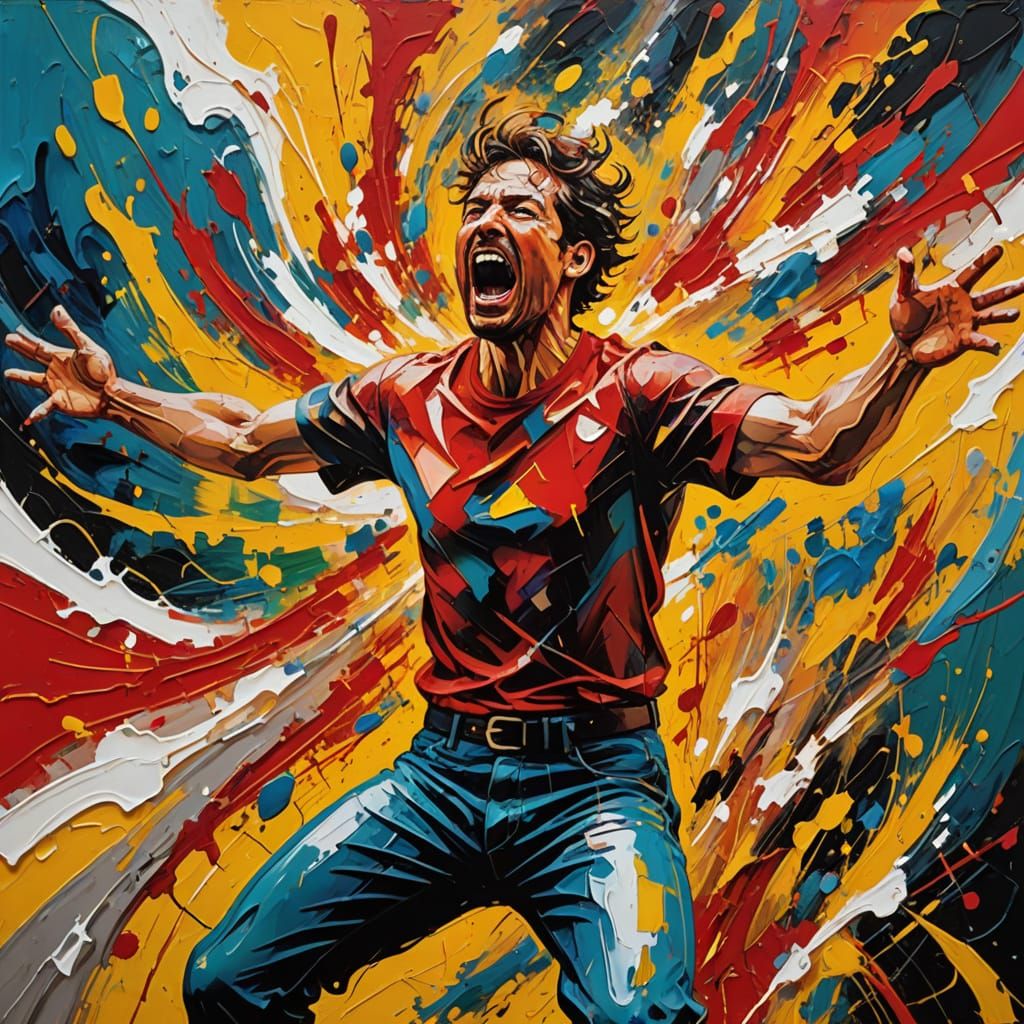 Frenzied Figure in Turbulent Colors