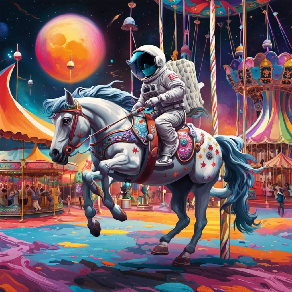 Astronaut on a carousel horse