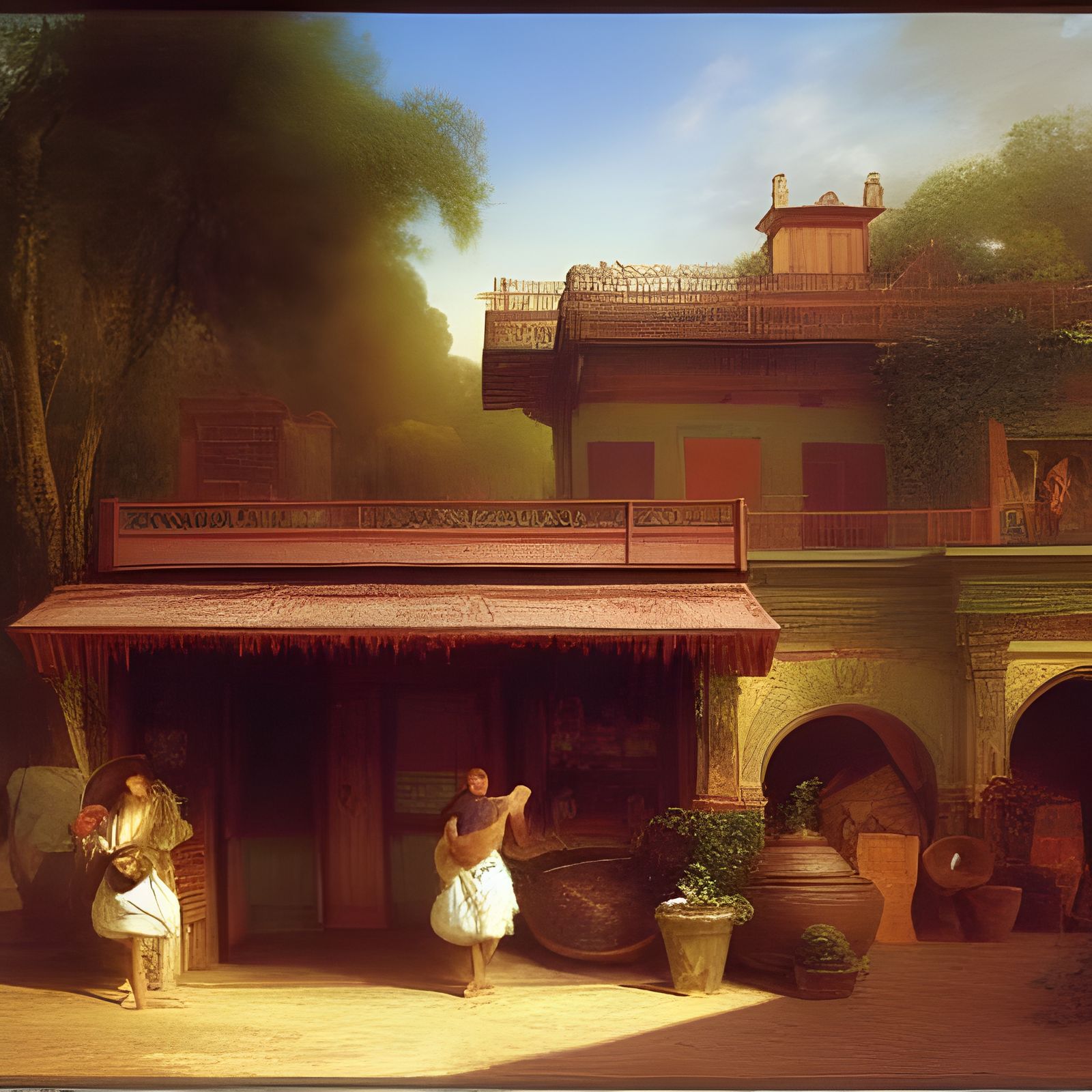 Old Merchant's Stand in Rococo Luminism Style