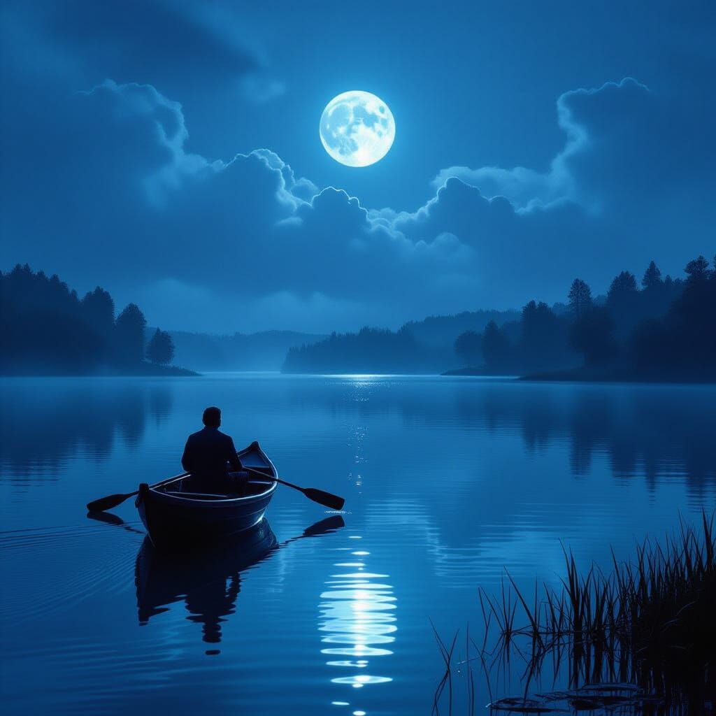 Epic Night Lake Digital Matte Painting