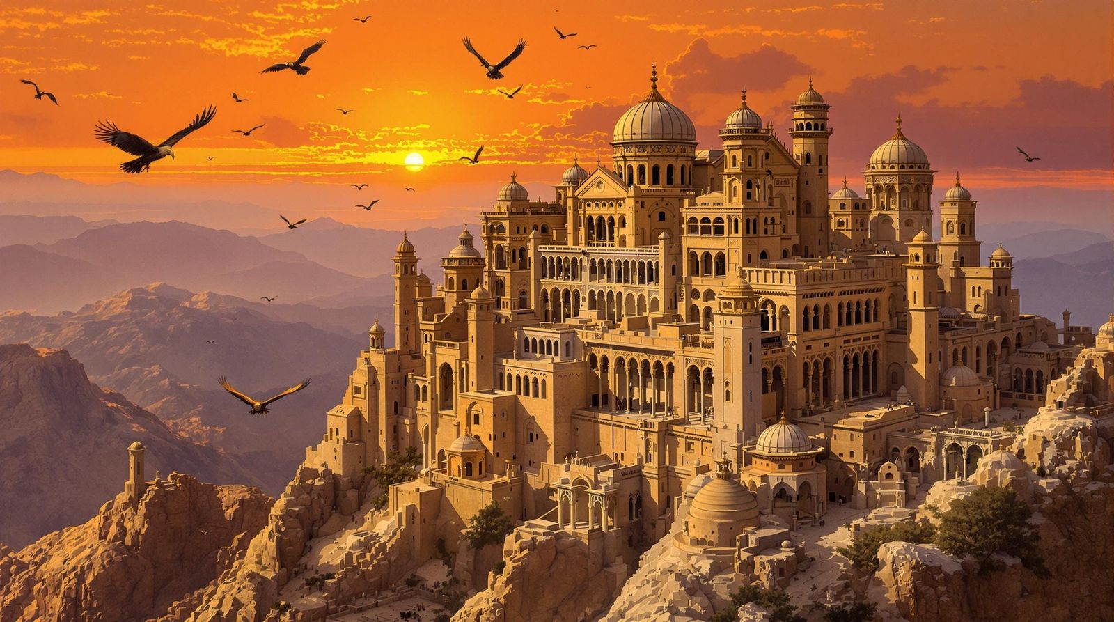 Persian Monastery Sunset Mountain Vista