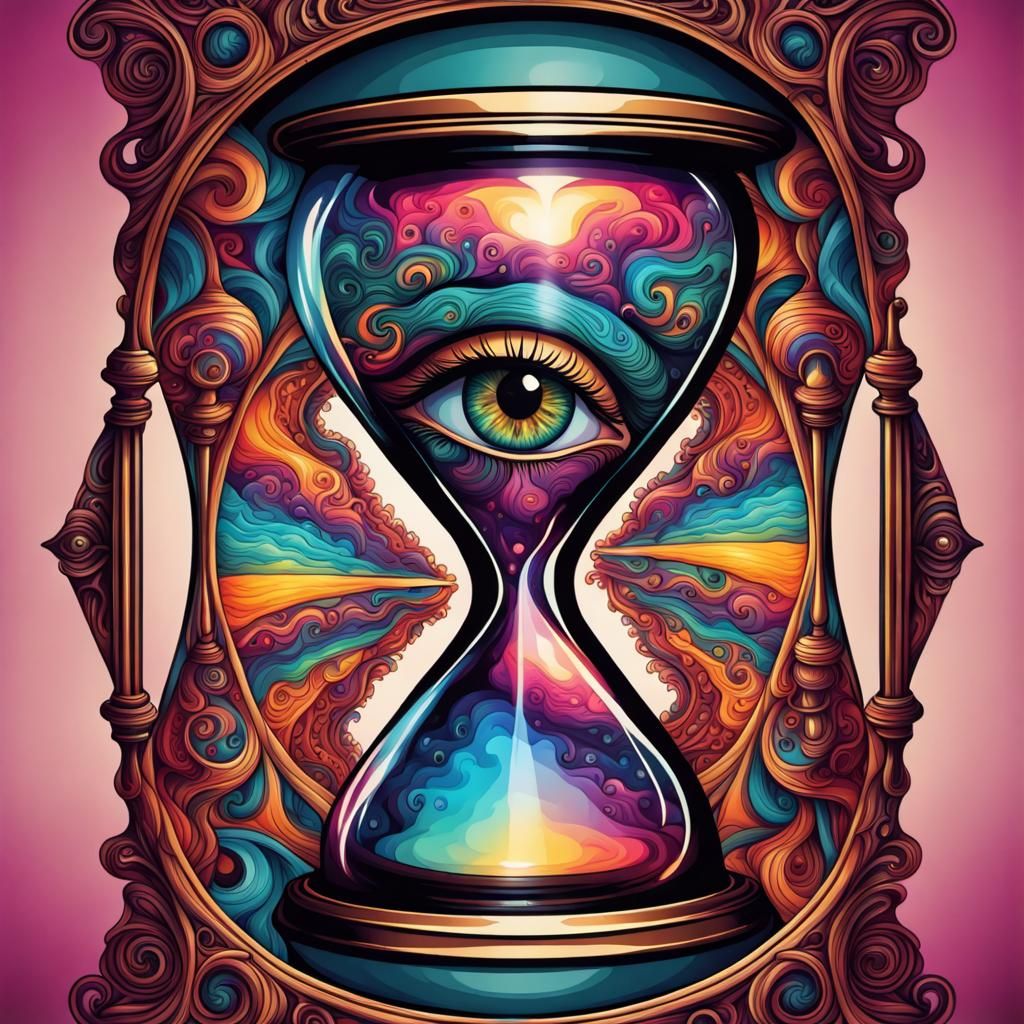psychedelic colorful Hourglass