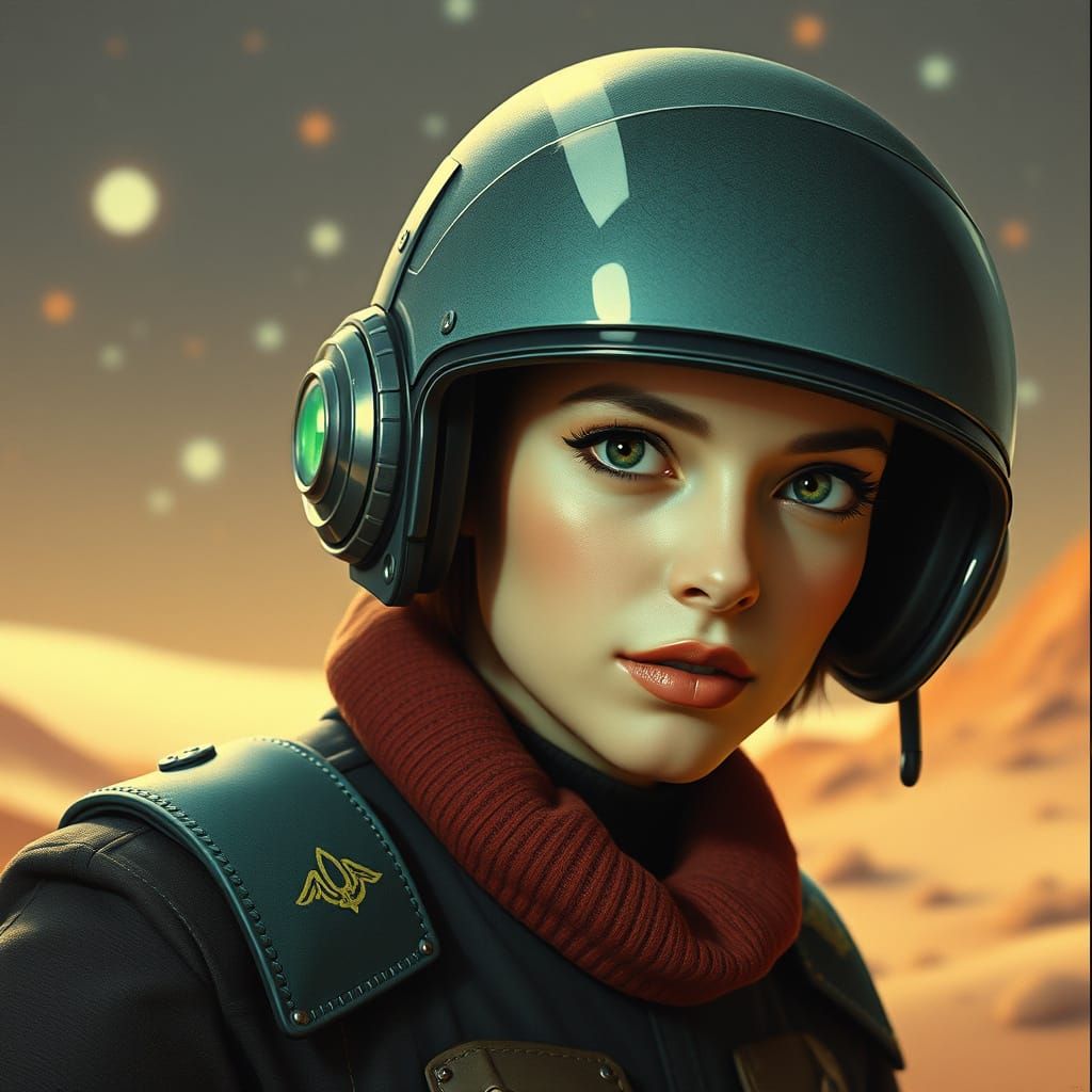 1950s Ukrainian Girl in Futuristic Landscape