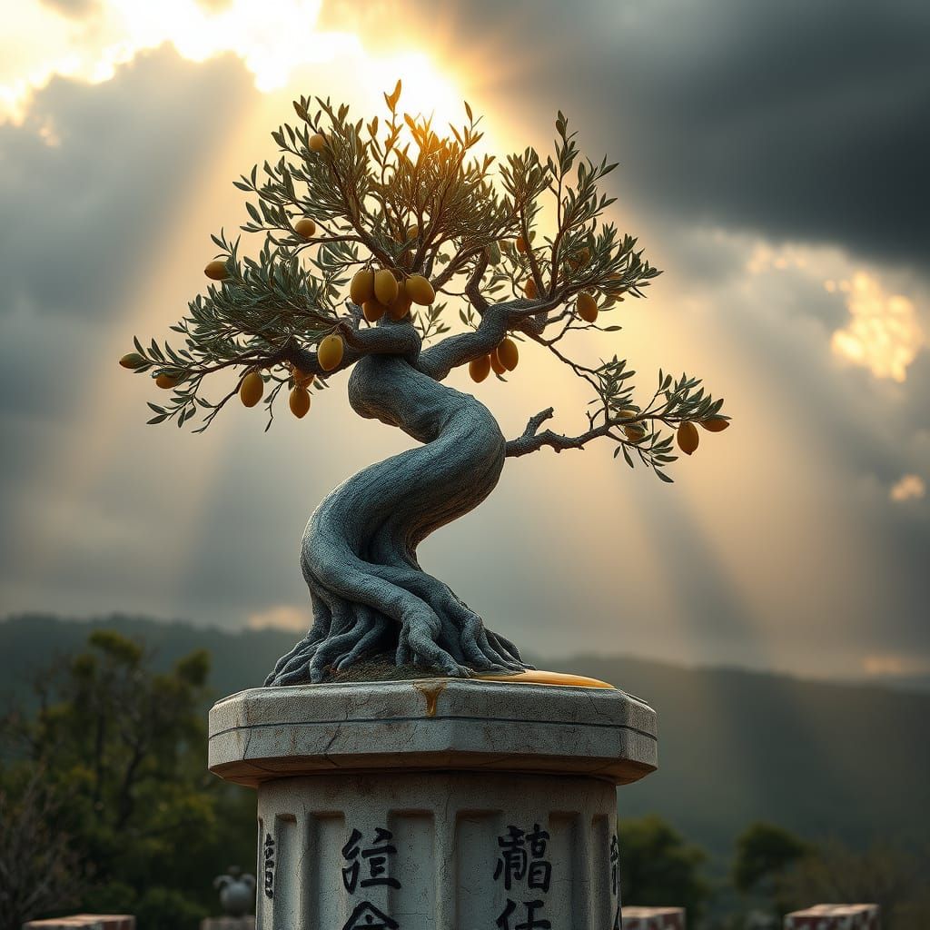 Timeless Olive Bonsai in Golden Light
