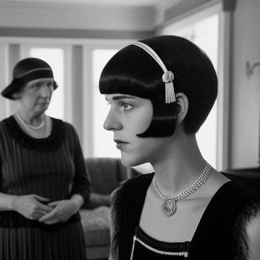 Teen in Flapper Dress: 1950s Black and White Film