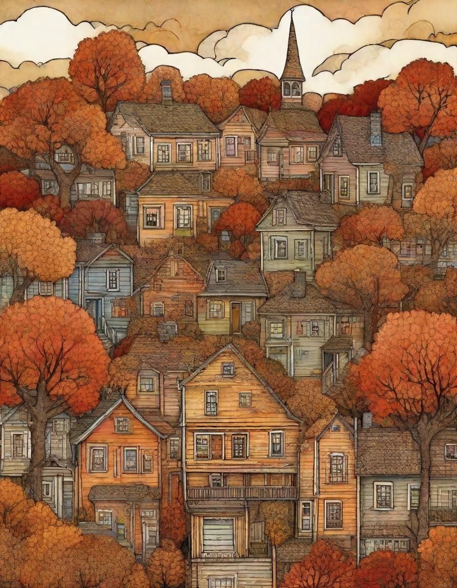Quaint New England Village in Pop Surrealism Style
