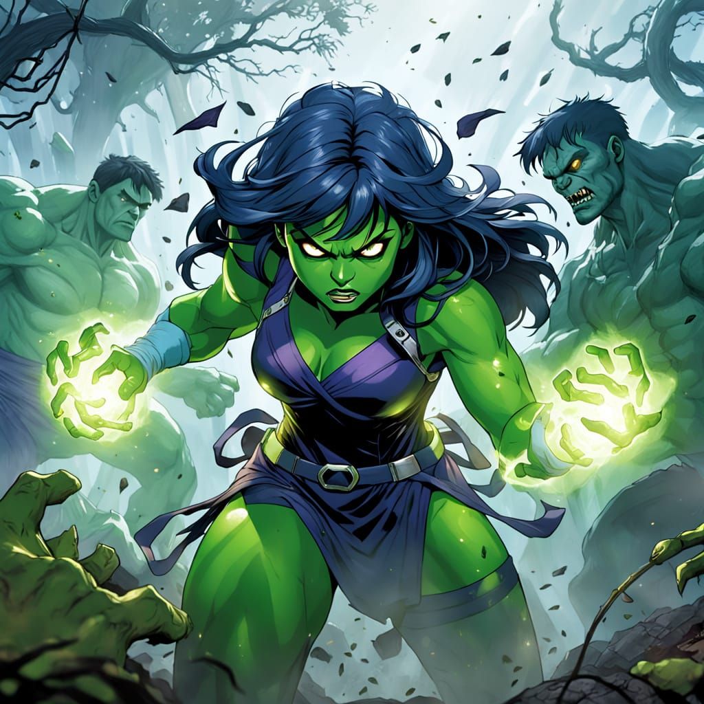 Gamma Heroes Fight Psychic Beast in Comic Style