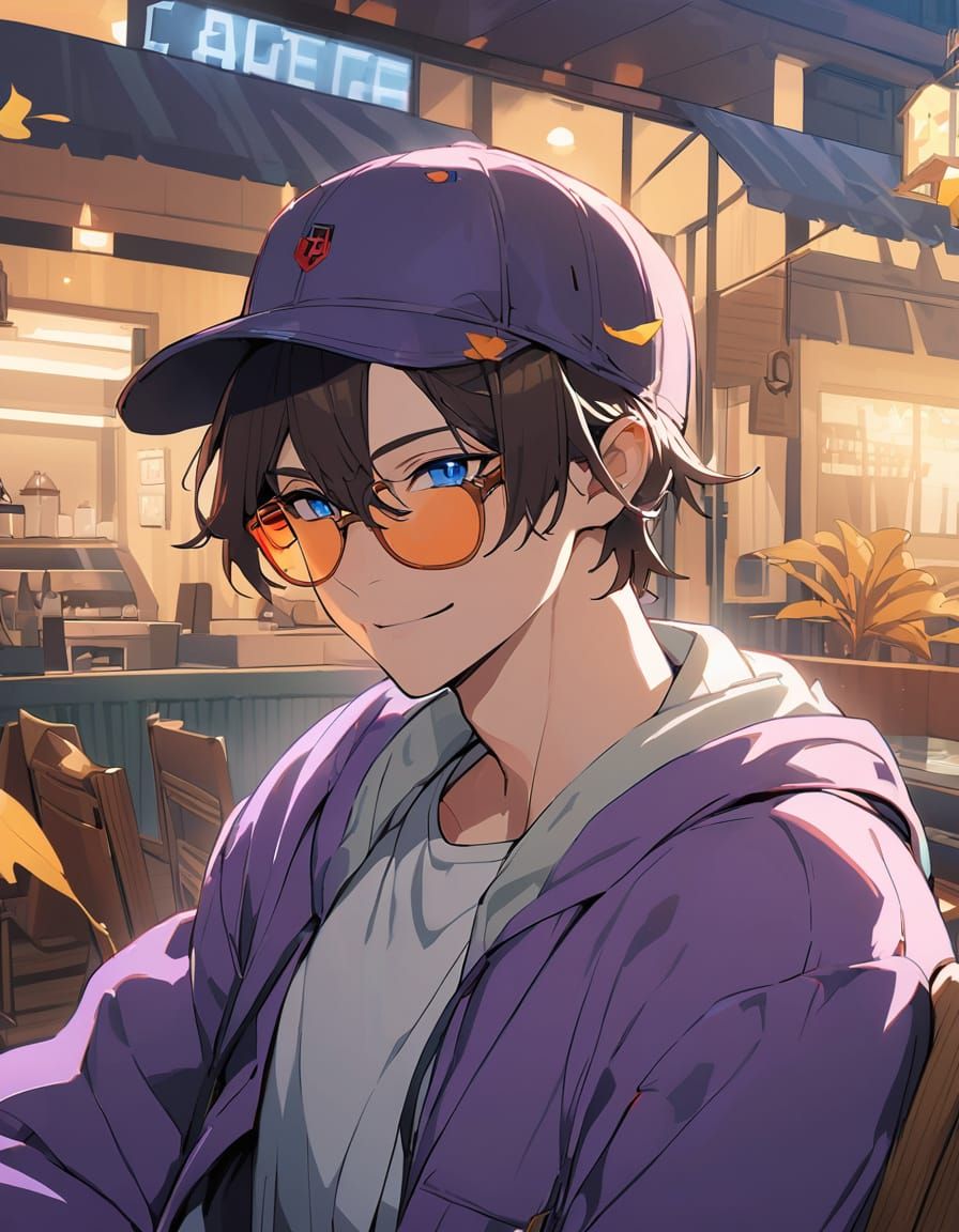 Modern Bishounen Relaxing in Autumn Evening