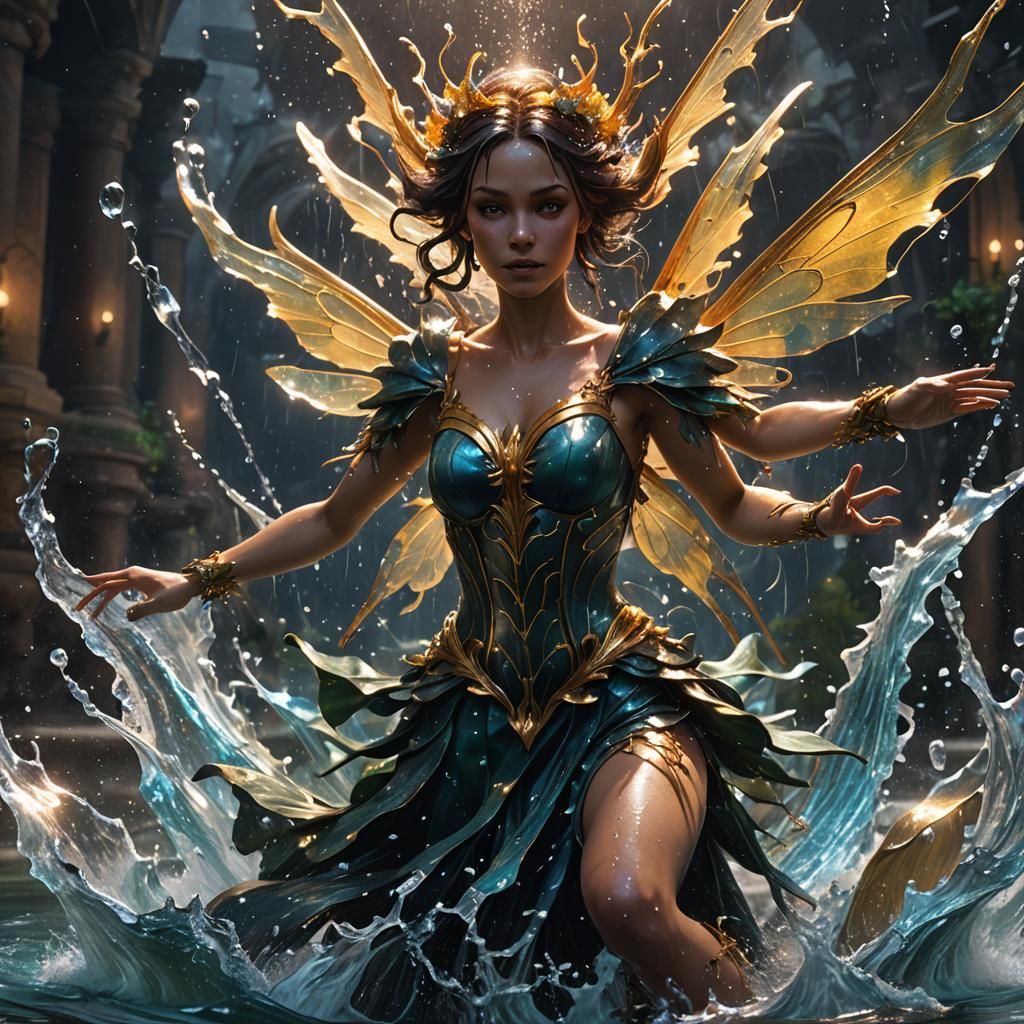 With a mere flick of her wrist, the water fairy orchestrates...