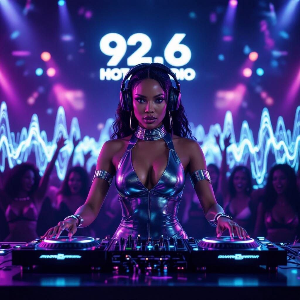 African American DJ Commands Futuristic Stage with Holograph...