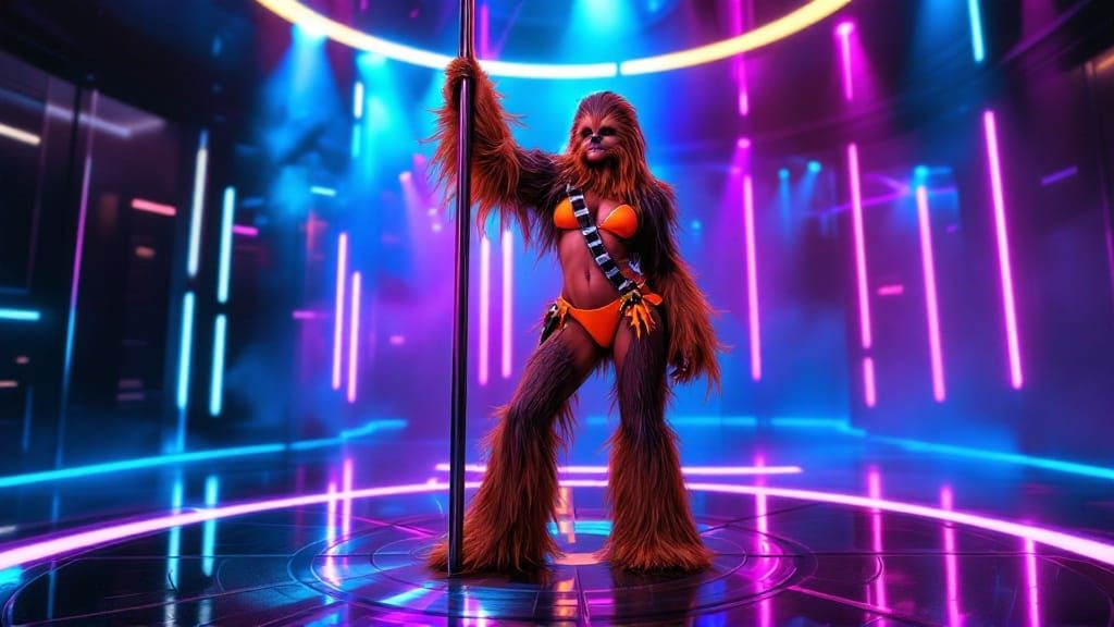 Confident Wookiee in Disco Bikini, Frozen in Time