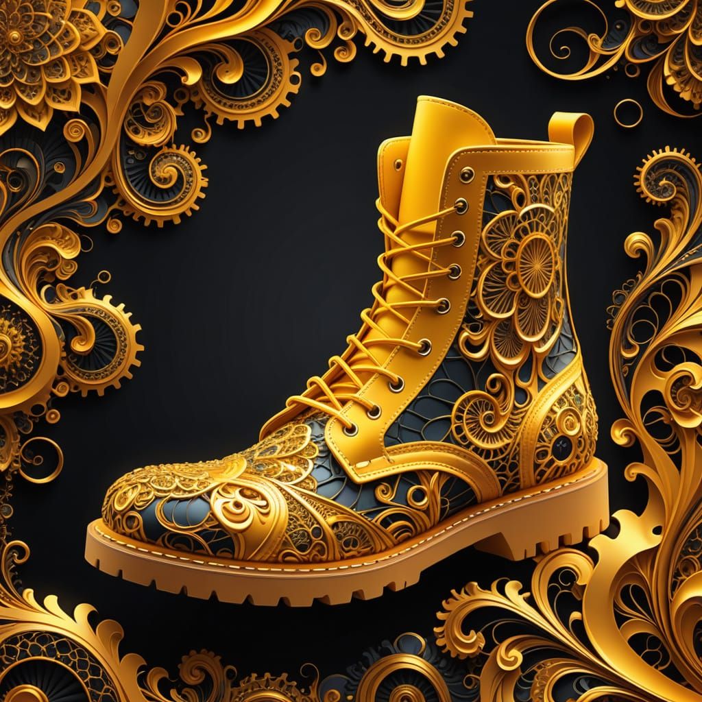 Abstract Fractal: Tawny Boots in Zentangle Pattern