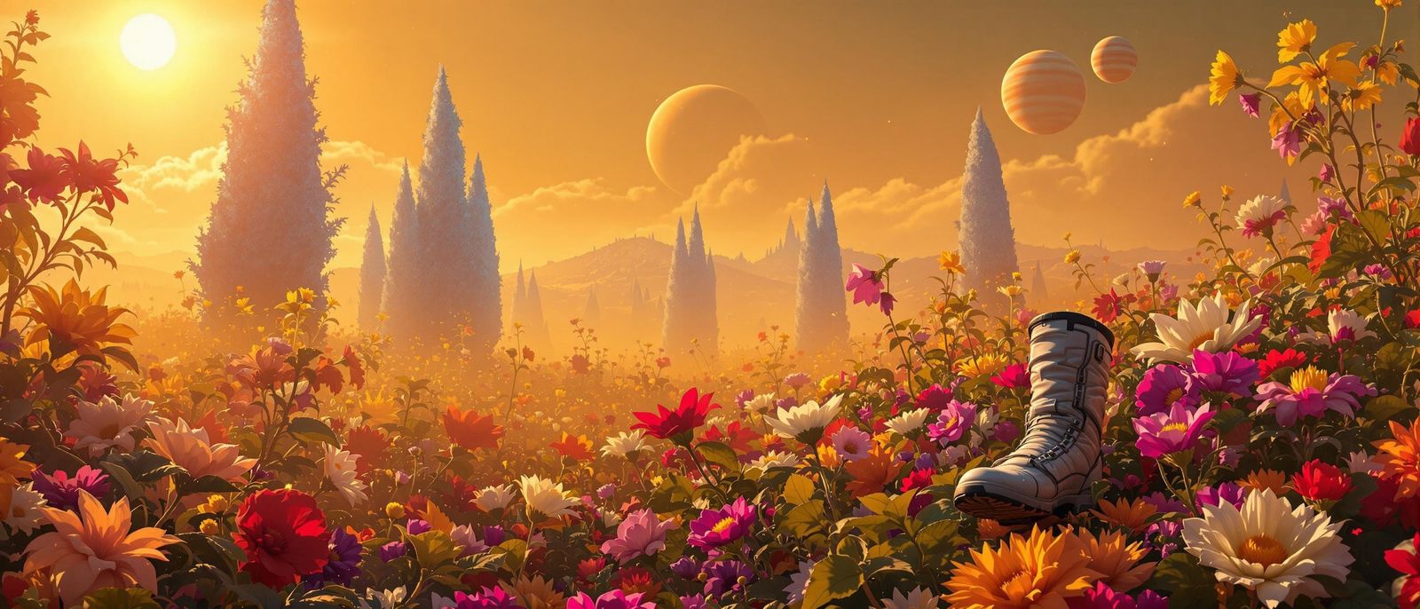 Exotic Alien Landscape with Two Suns