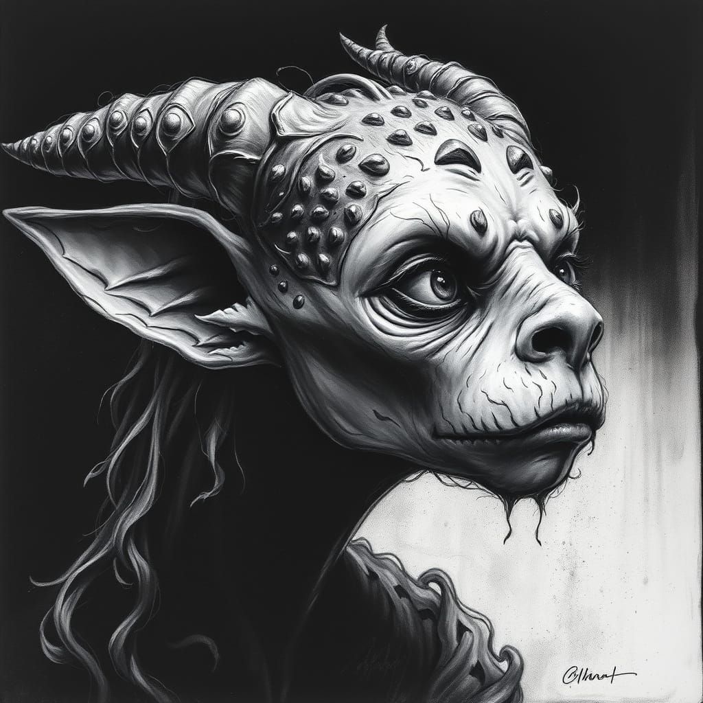 Mystical Being in Nitram Charcoal Style