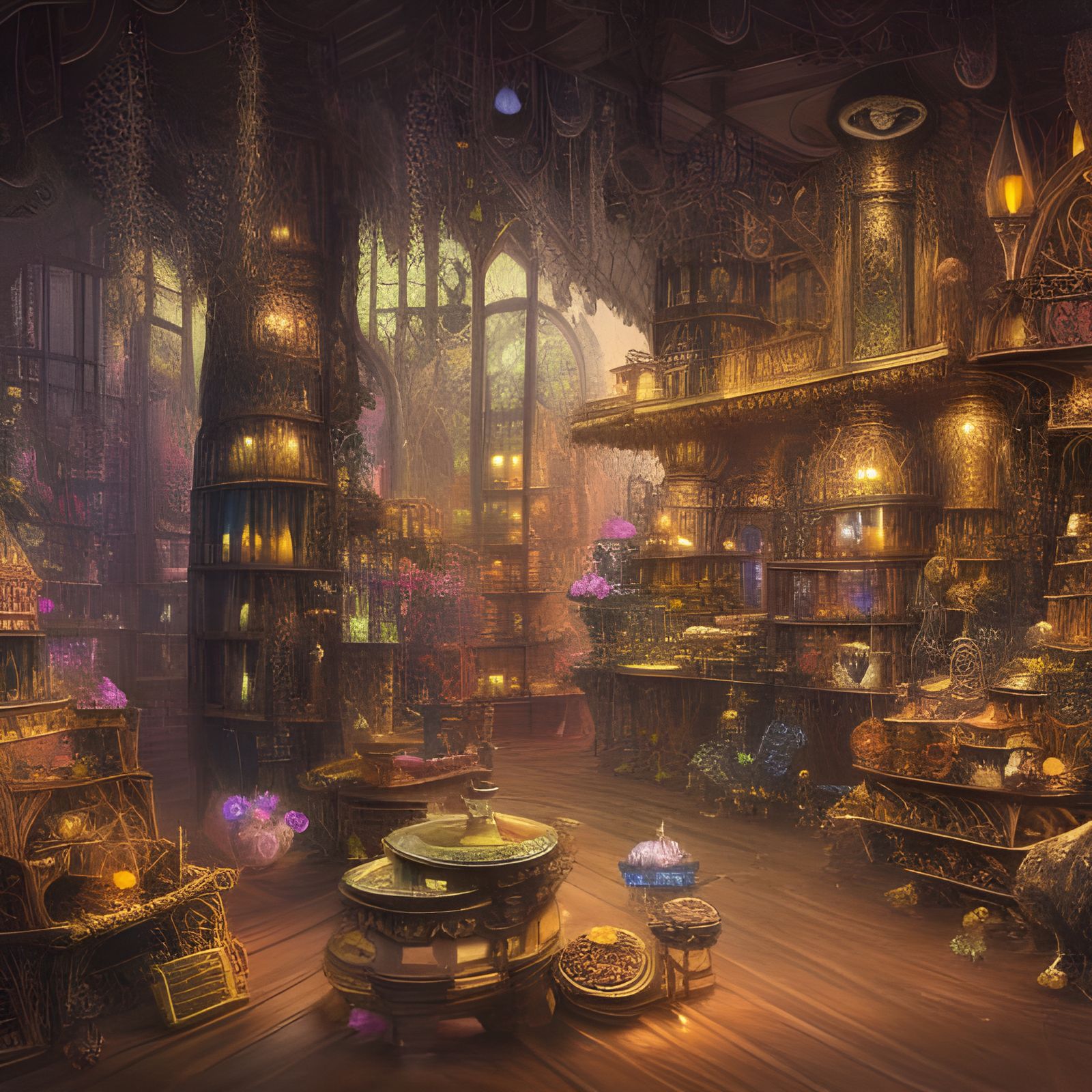 Cute and Detailed Crystal Shop Digital Painting