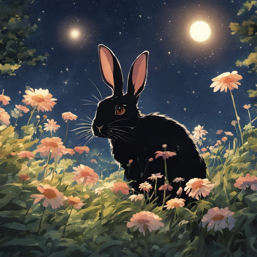 Black Rabbit Under Starry Night: Anime Key Visual
