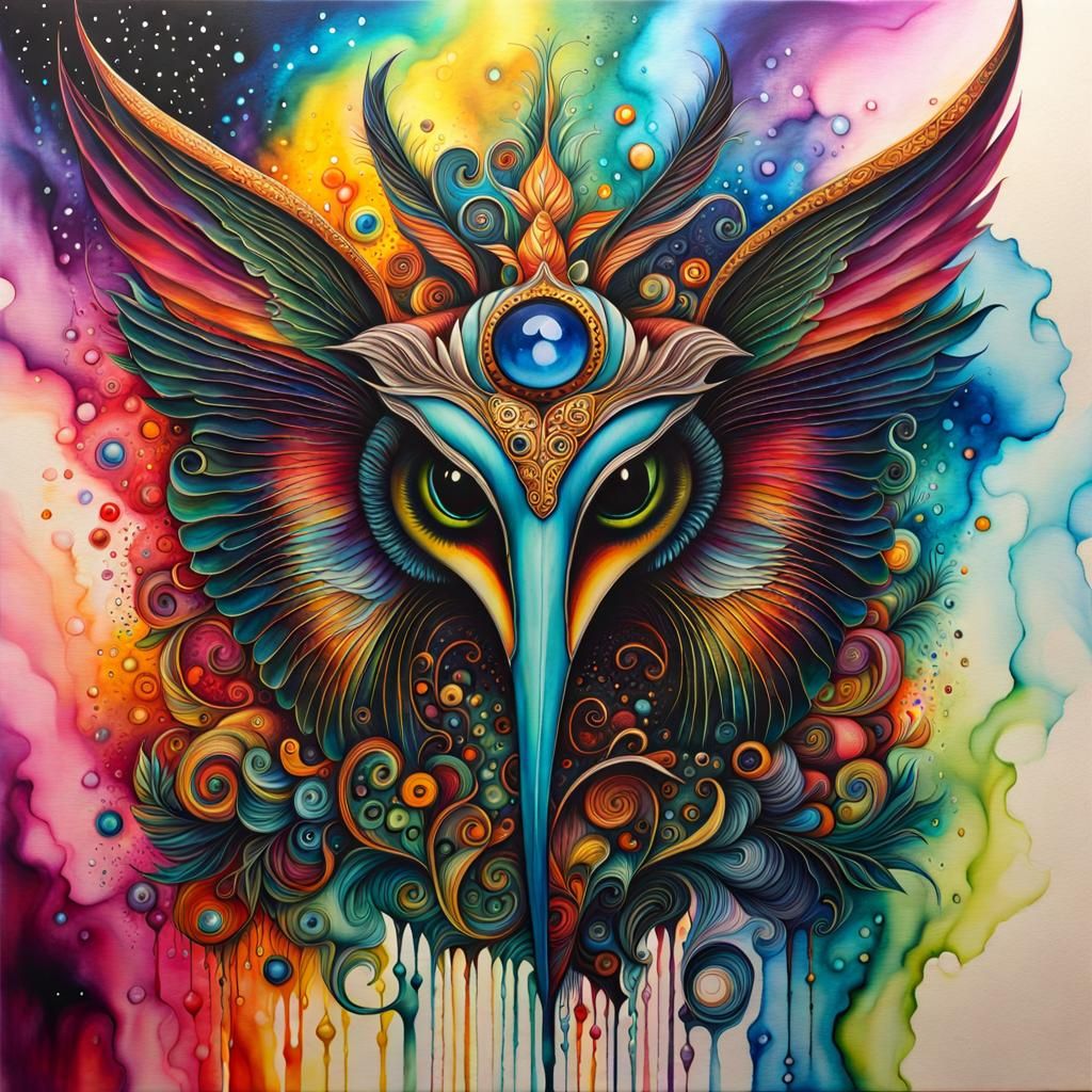 Surreal Menagerie in Alcohol Ink Style