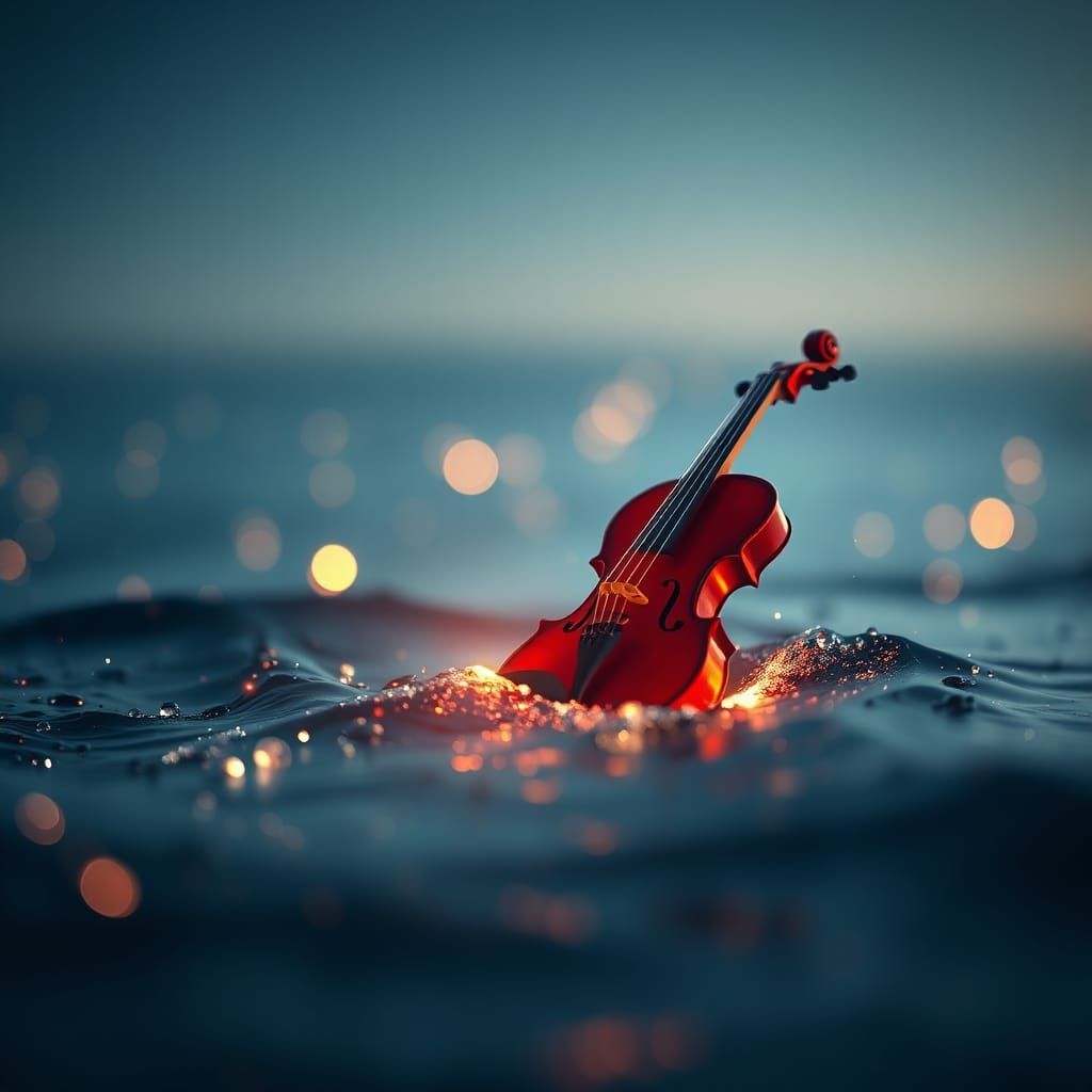 Glowing Violin Plunges into Ocean