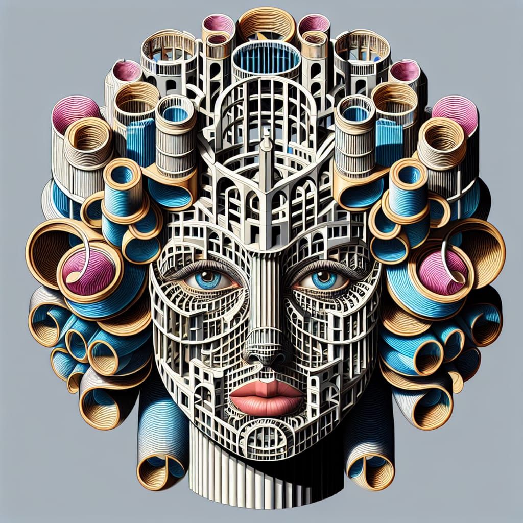 Surreal Woman's Face in Mannerism Style