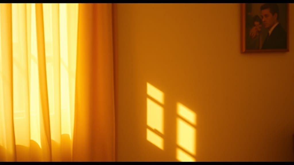 Warm, Cinematic Film Still in Beige Tones