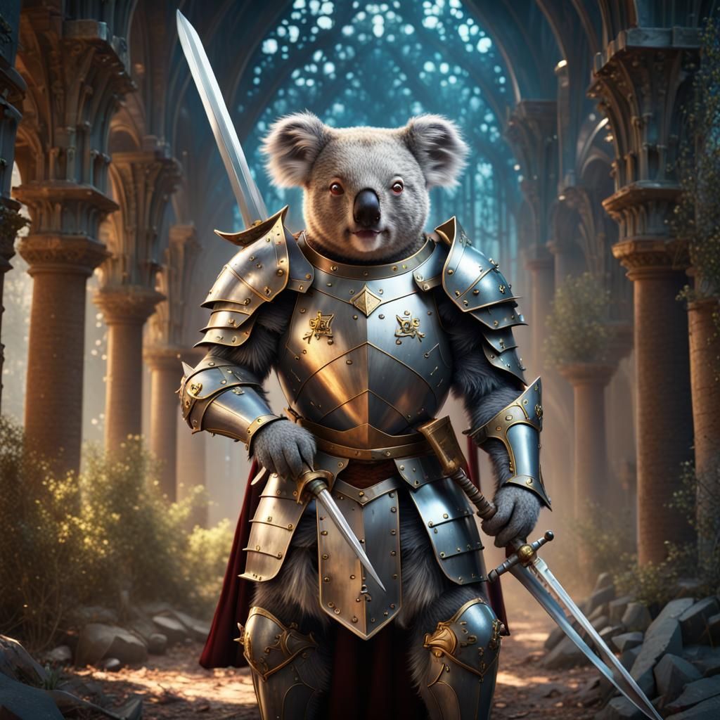 Medieval Koala Knight in Shining Armor
