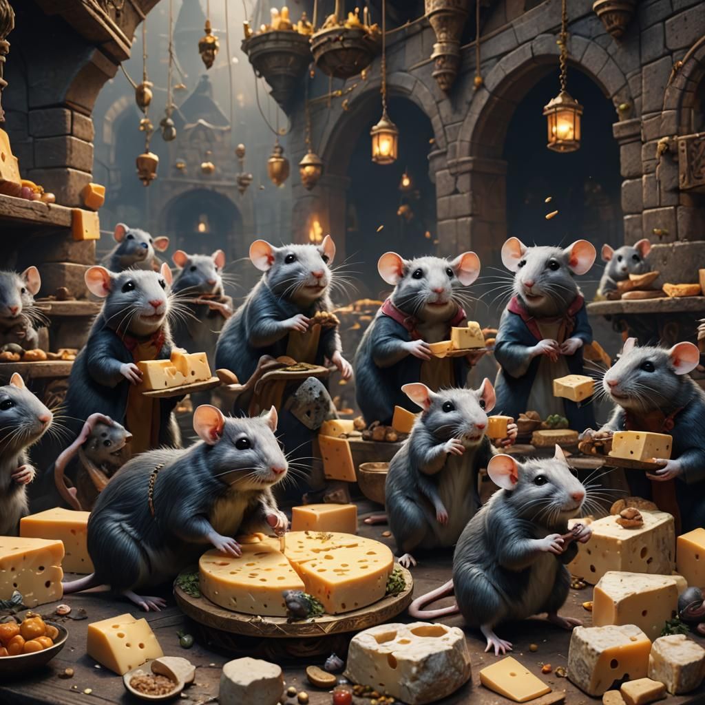 Rats Worshipping Cheese: Detailed Matte Painting